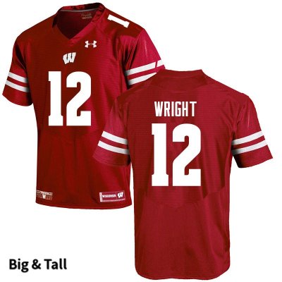 Men's Wisconsin Badgers NCAA #12 Daniel Wright Red Authentic Under Armour Big & Tall Stitched College Football Jersey ES31N16KD